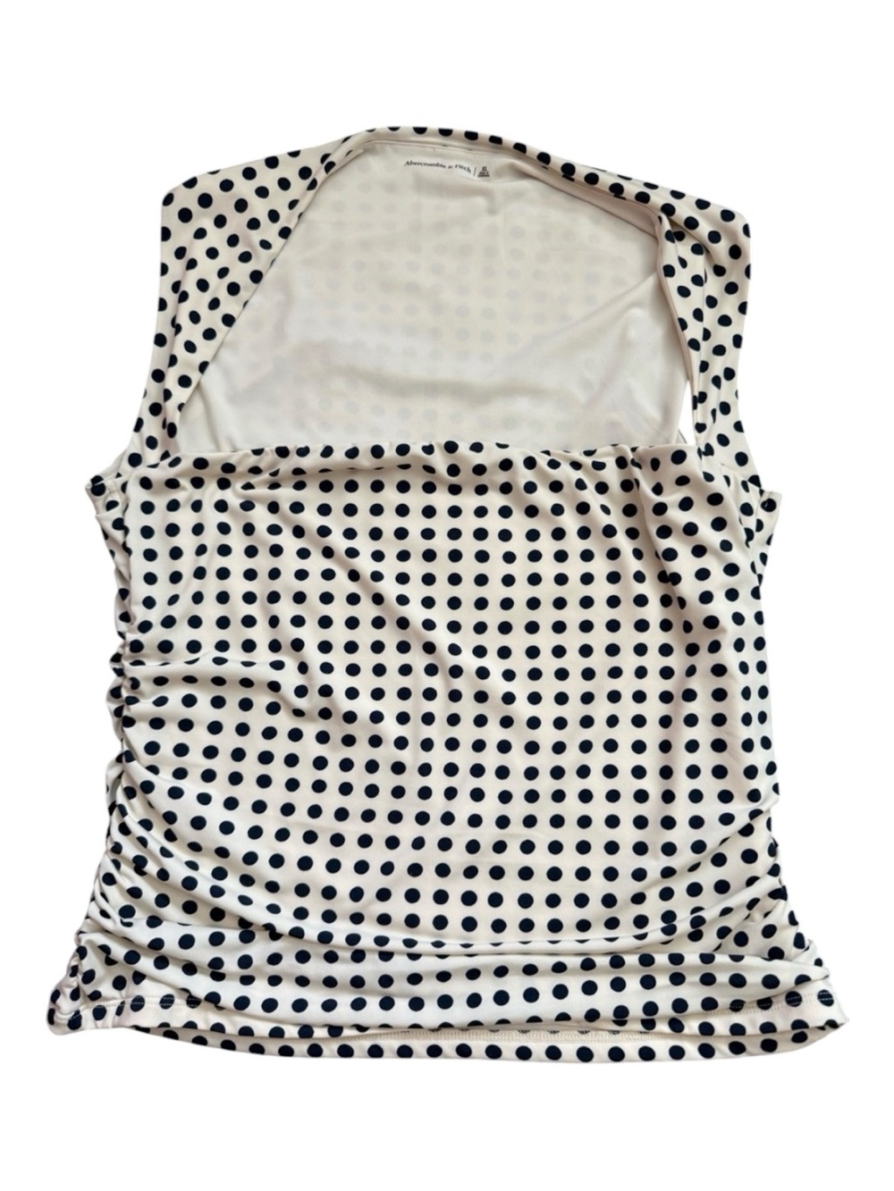 Abercrombie & Fitch Polka Dot Draped Cowl Neck Ruched Top XL